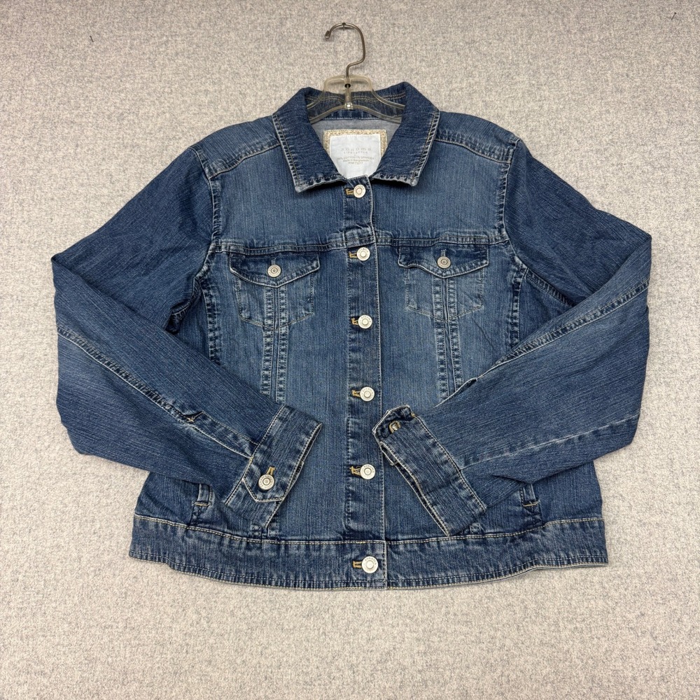 Sonoma Goods for Life Denim Jacket Large Blue Stretch Cotton Button Front 2603